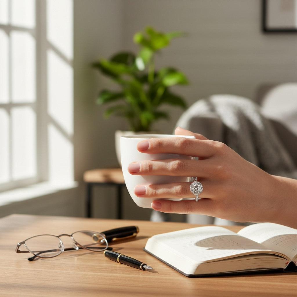 Moissanite Halo Engagement Ring