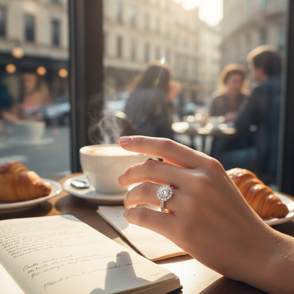 Moissanite Halo Engagement Ring