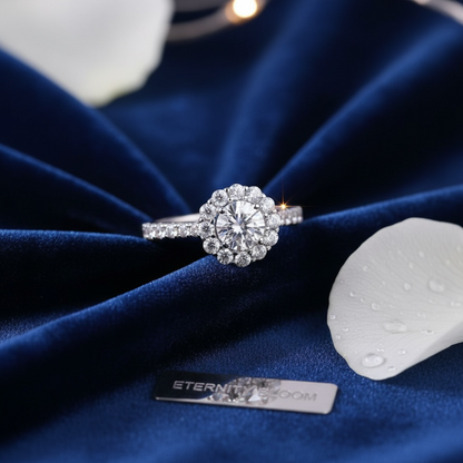 Moissanite Halo Engagement Ring