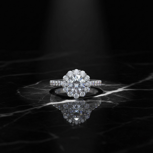 Moissanite Halo Engagement Ring