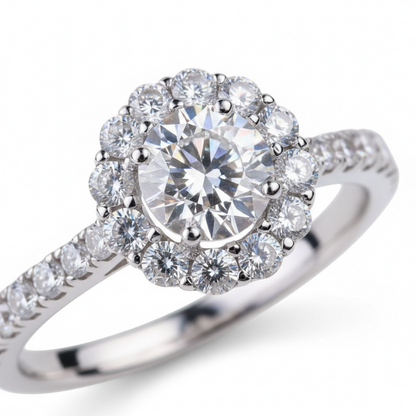 Moissanite Halo Engagement Ring